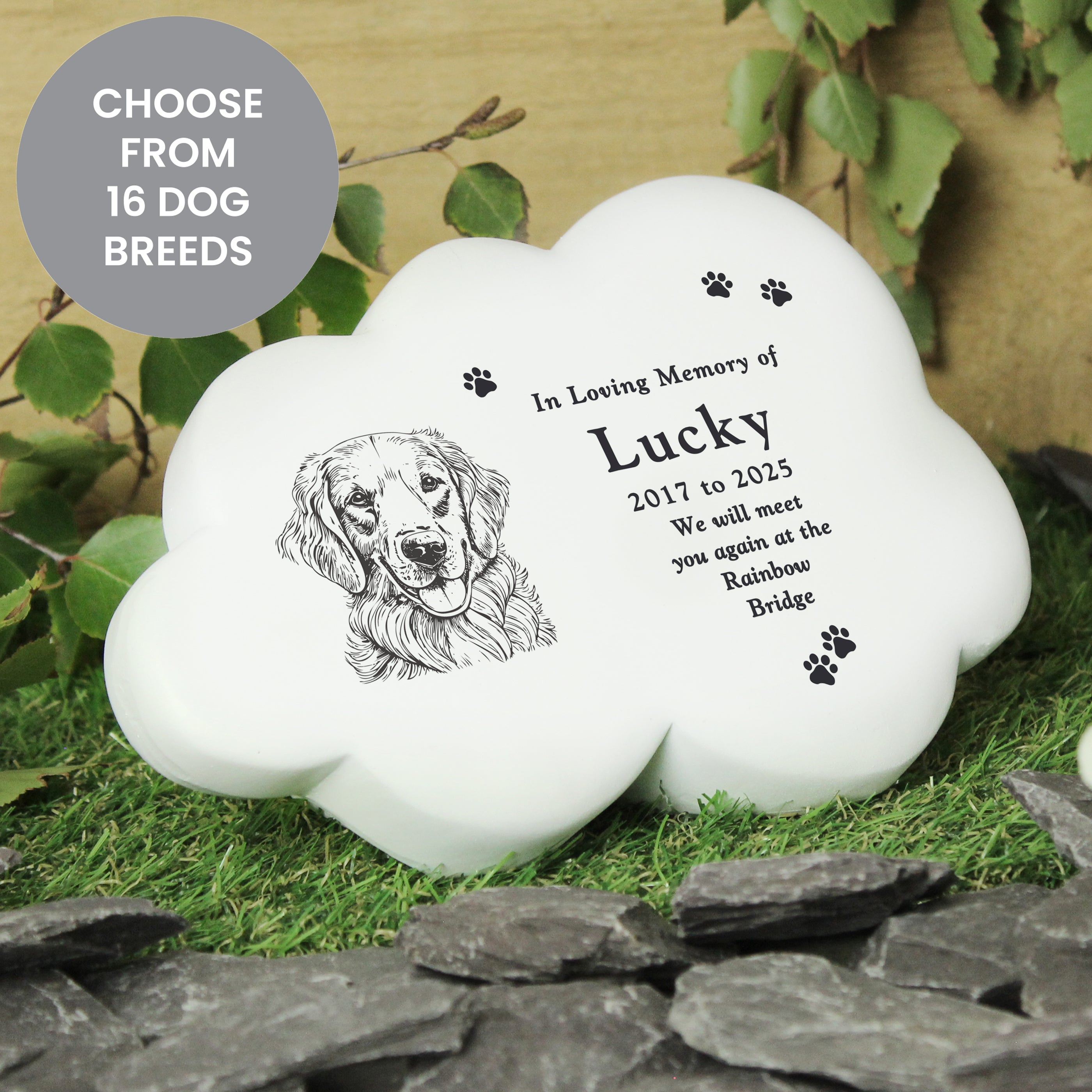 Personalised Dog Breed Garden Memorial Cloud from Heartfelt Gifts