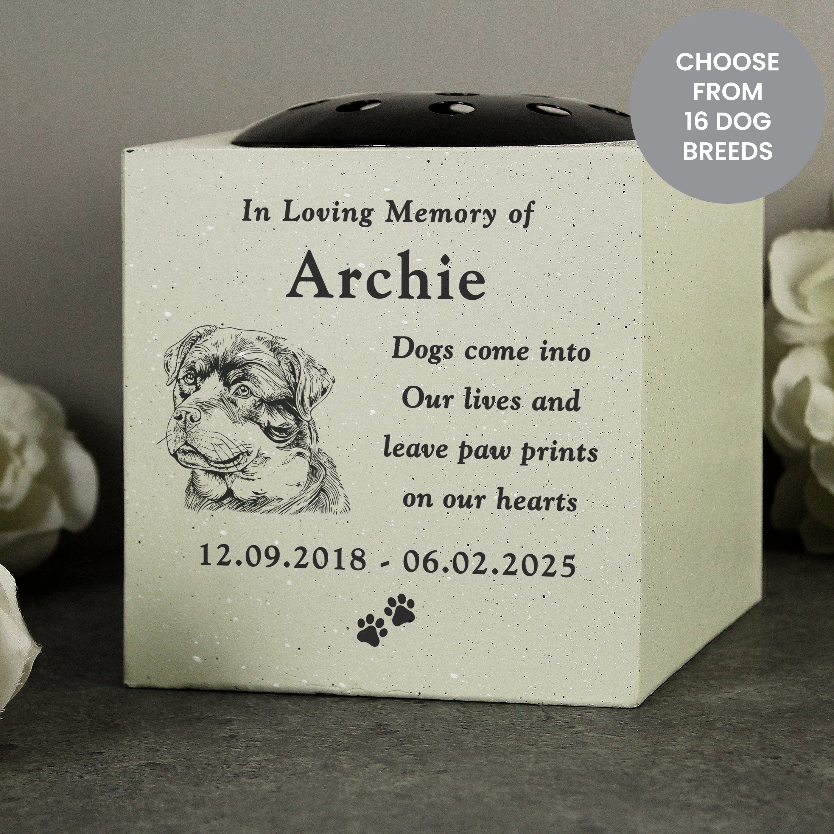 Personalised Dog Breed Memorial Garden Vase from Heartfelt Gifts