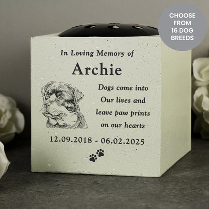 Personalised Dog Breed Memorial Garden Vase from Heartfelt Gifts