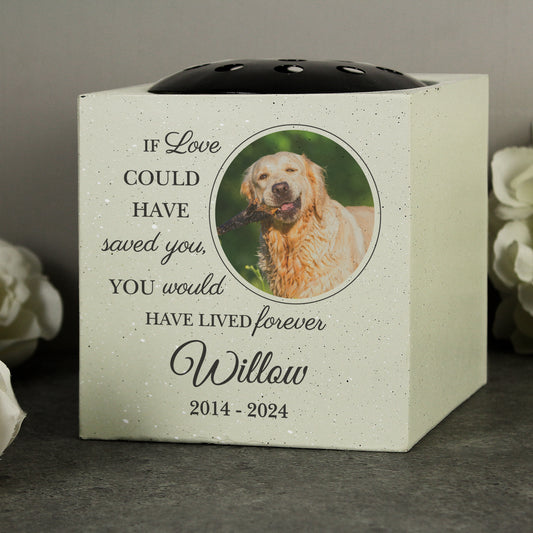 Personalised Pet Photo Upload Memorial Garden Vase from Heartfelt Gifts