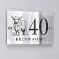 Personalised Highland Cow Acrylic House Sign – New Home Housewarming Gift