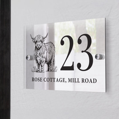 Personalised Highland Cow Acrylic House Sign – New Home & Housewarming Gift - image 2