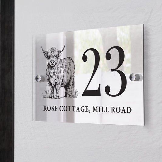 Personalised Highland Cow Acrylic House Sign – New Home & Housewarming Gift - image 2