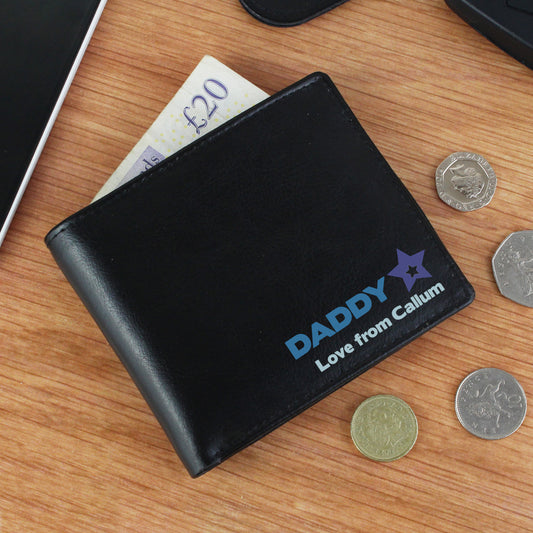 Personalised Blue Worlds Best Dad Leather Wallet from Heartfelt Gifts