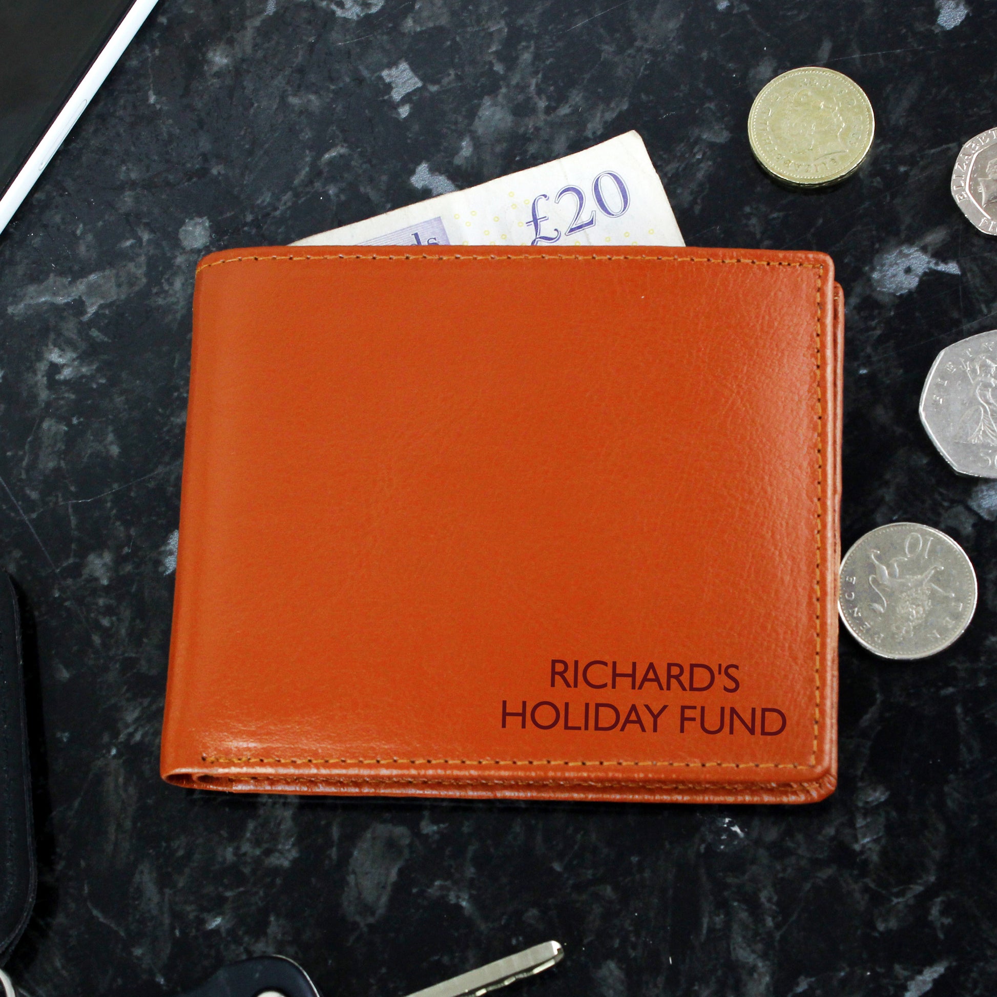 Personalised Message Tan Leather Wallet from Heartfelt Gifts