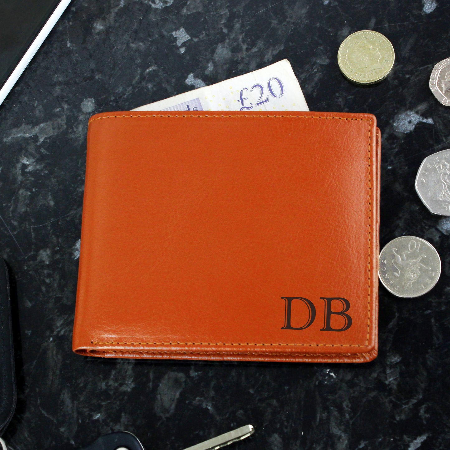 Personalised Initials Tan Leather Wallet from Heartfelt Gifts