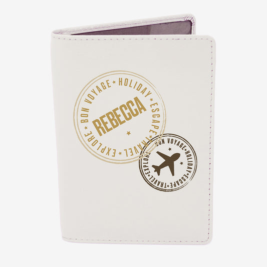 Personalised Stamped Cream Passport Holder - image 2