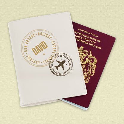 Personalised Stamped Cream Passport Holder - image 3