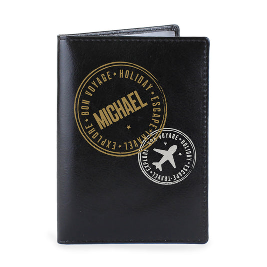 Personalised Stamped Black Passport Holder - image 2