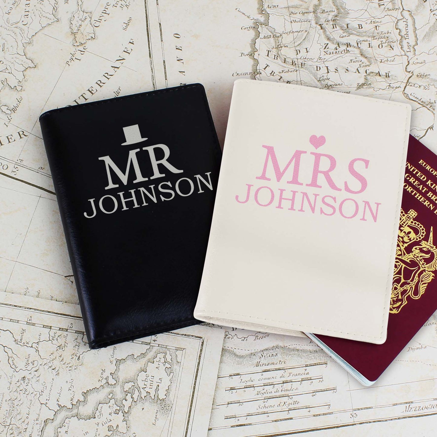 Personalised Mr & Mrs Passport Holder Set from Heartfelt Gifts