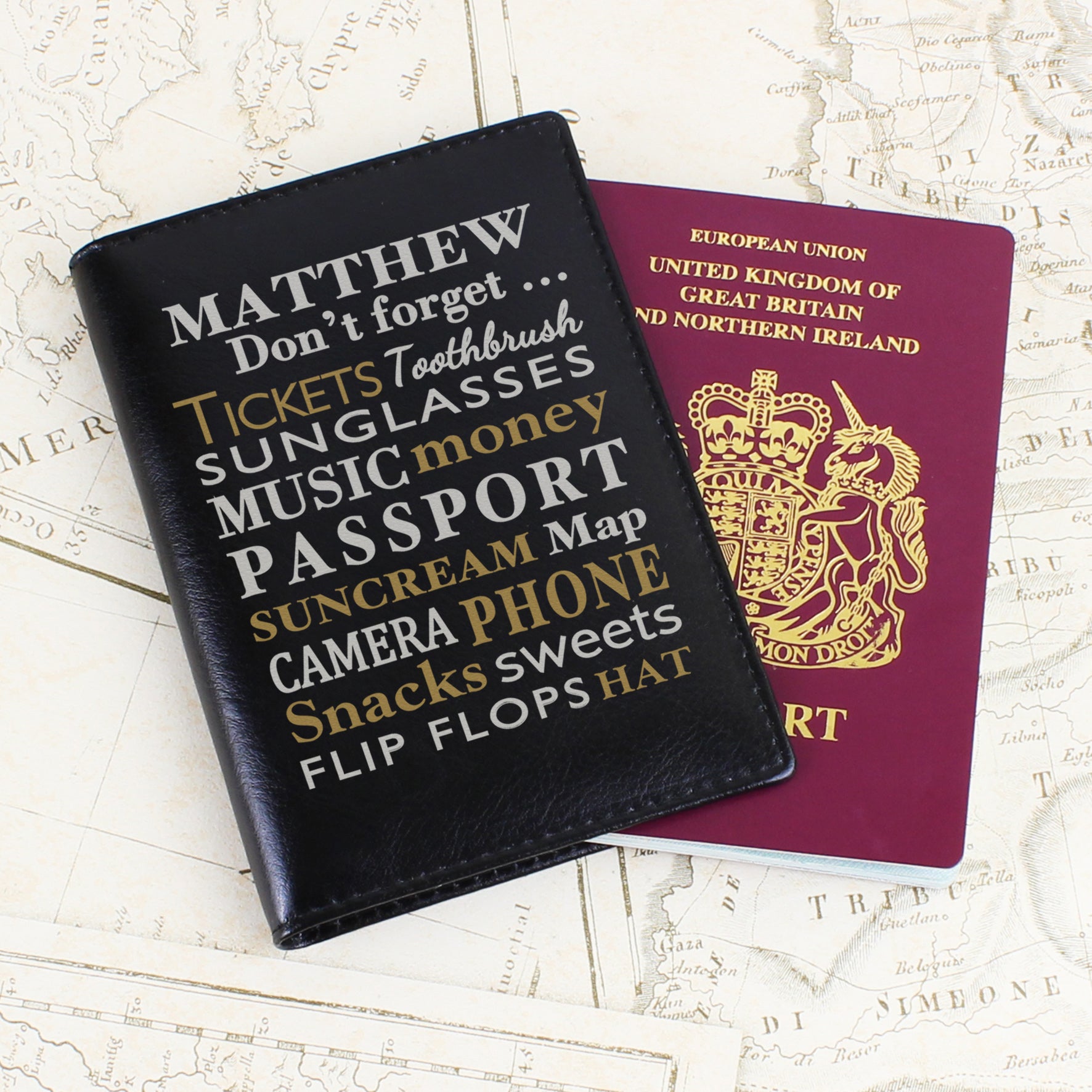 Personalised Don't Forget... Black Passport Holder from Heartfelt Gifts