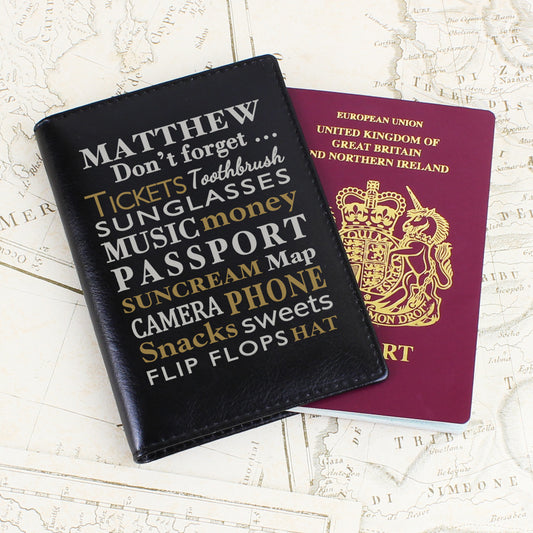 Personalised Don't Forget... Black Passport Holder from Heartfelt Gifts