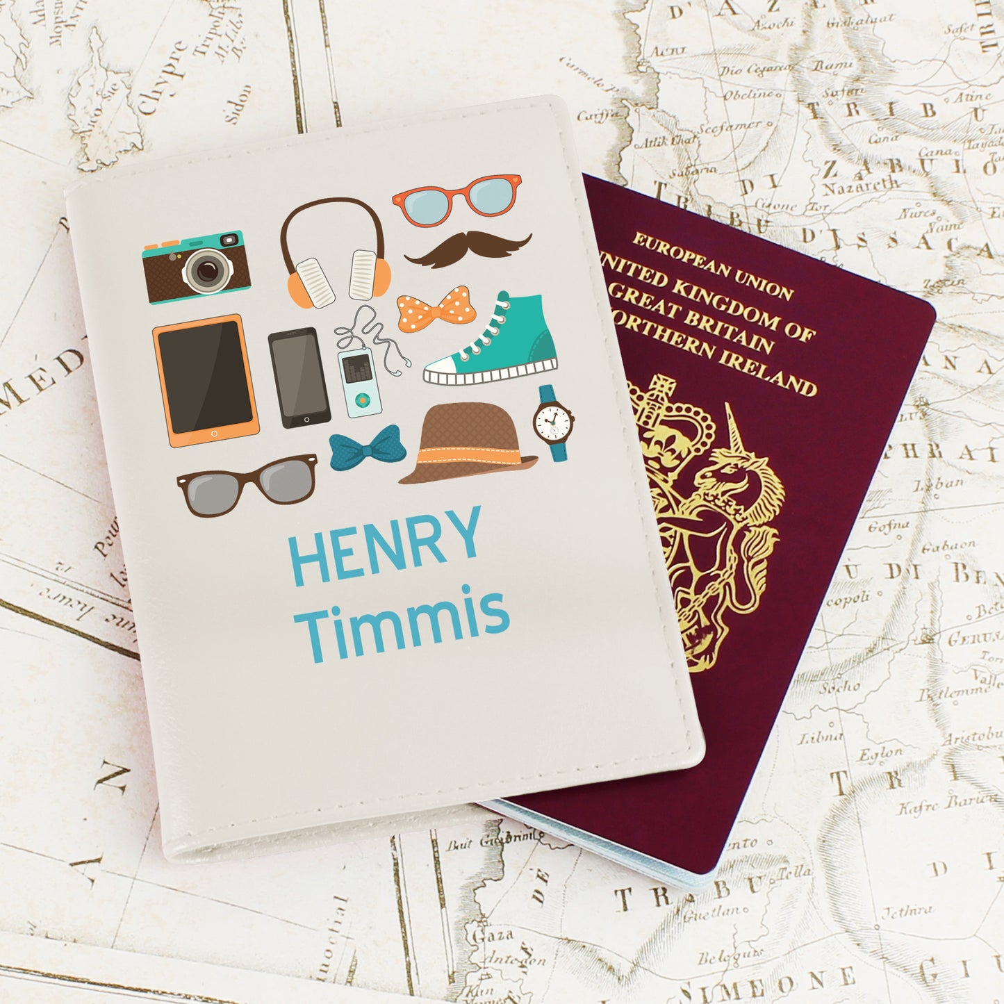 Personalised Male Essentials Cream Passport Holder from Heartfelt Gifts