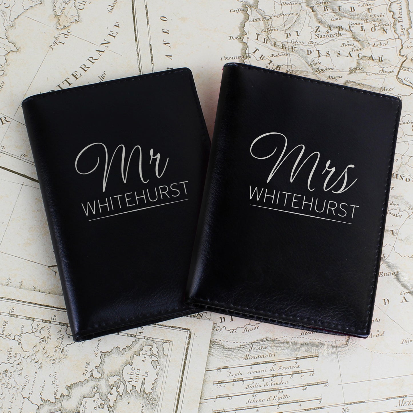 Personalised Mr & Mrs Black Passport Holders from Heartfelt Gifts