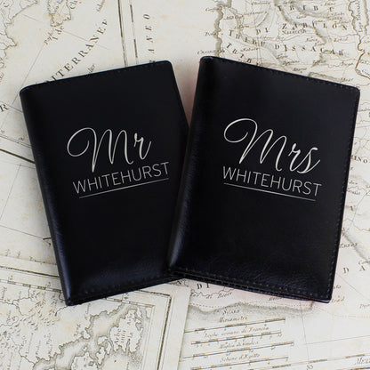 Personalised Mr & Mrs Black Passport Holders from Heartfelt Gifts