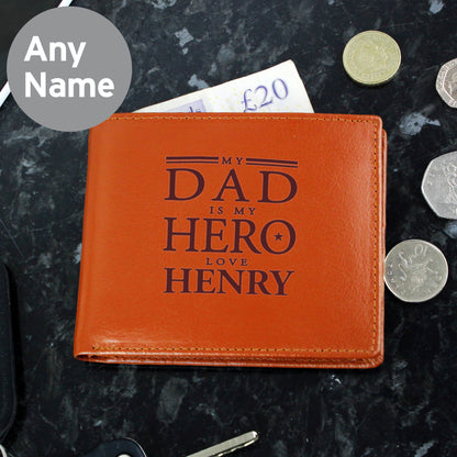 Personalised My Dad is My Hero Tan Leather Wallet from Heartfelt Gifts