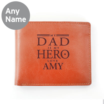 Personalised My Dad is My Hero Tan Leather Wallet - image 3
