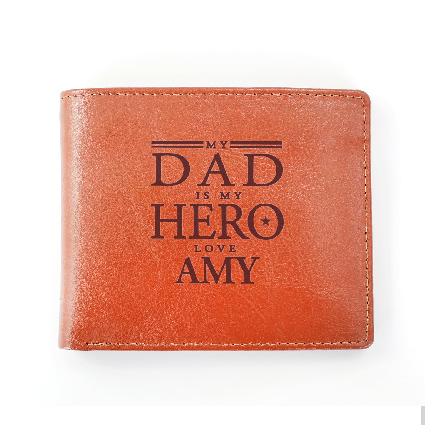 Personalised My Dad is My Hero Tan Leather Wallet - image 4