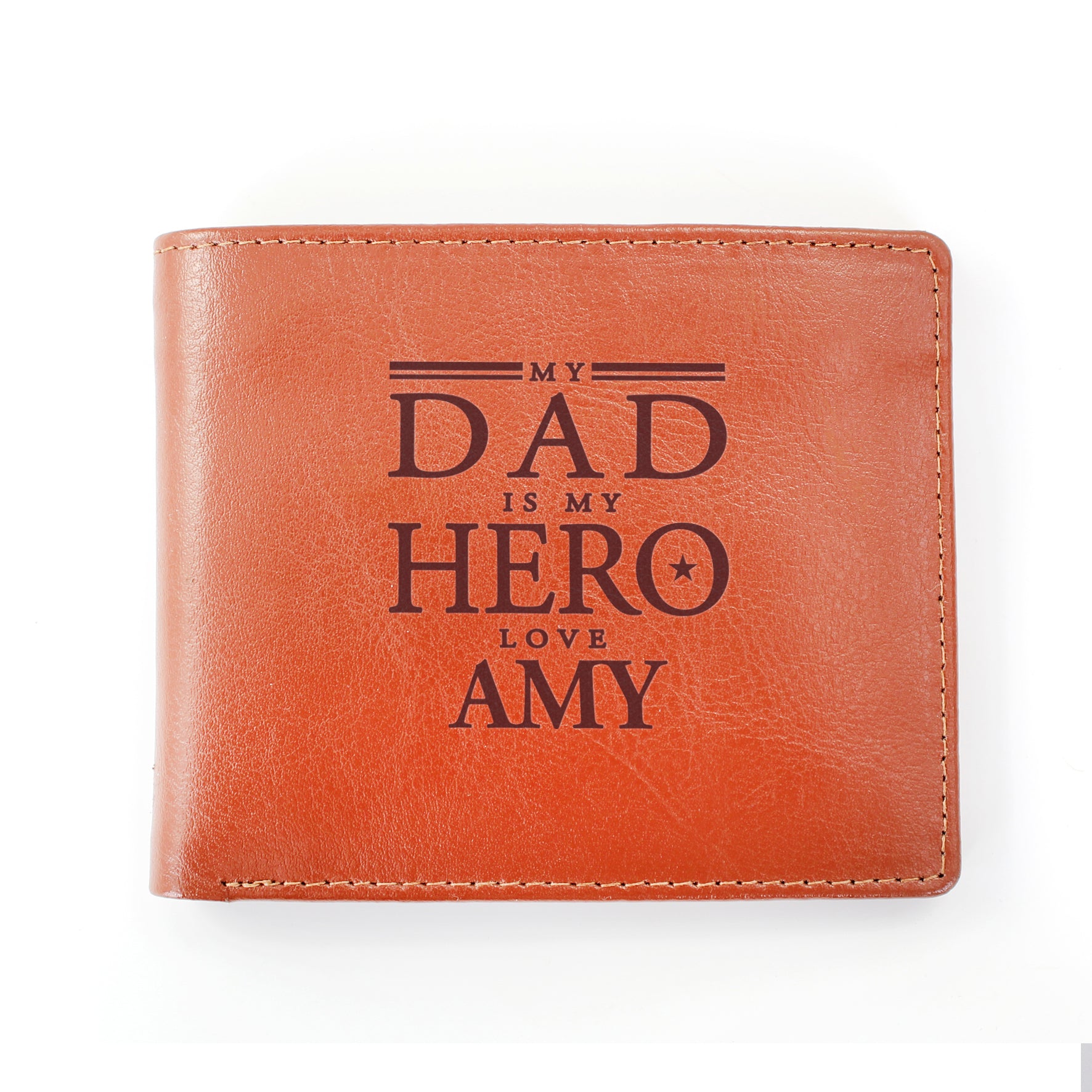 Personalised My Dad is My Hero Tan Leather Wallet - image 4