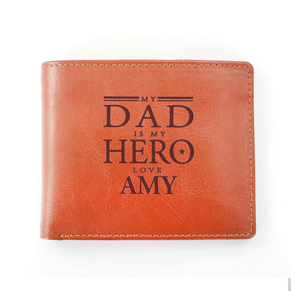 Personalised My Dad is My Hero Tan Leather Wallet - image 4