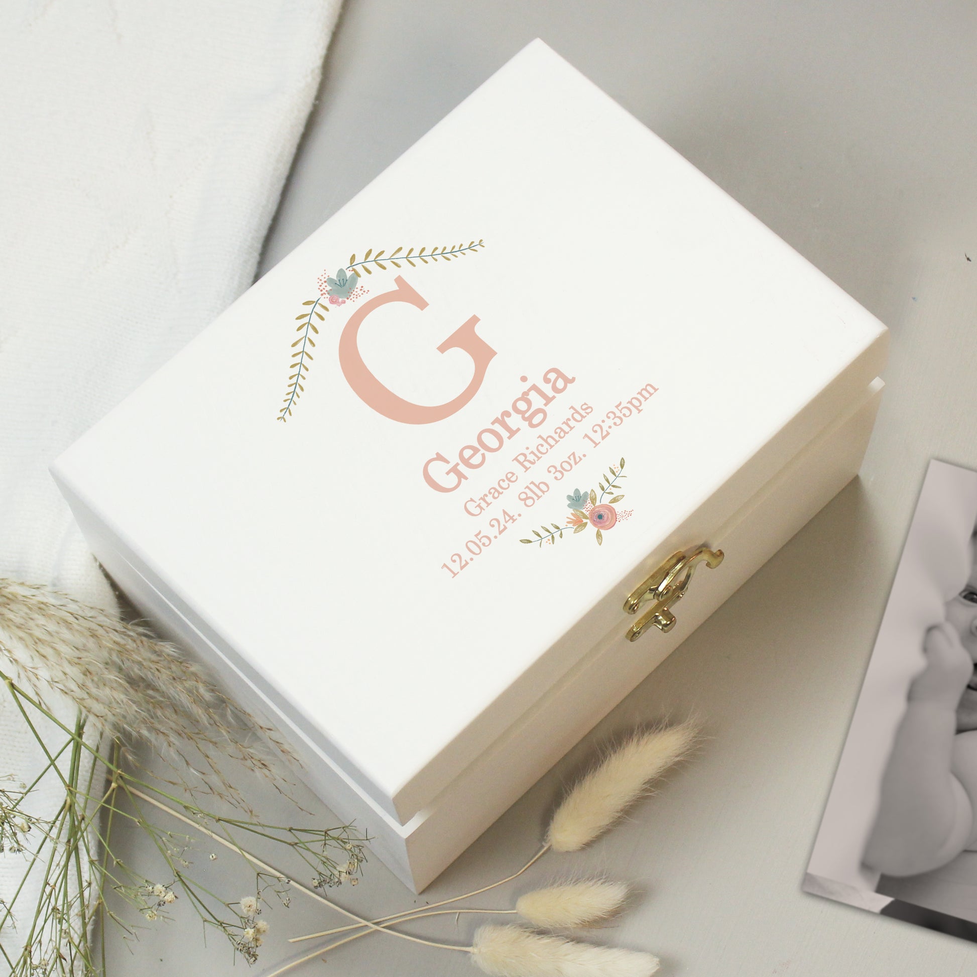Personalised Floral Wooden Keepsake Box - image 3