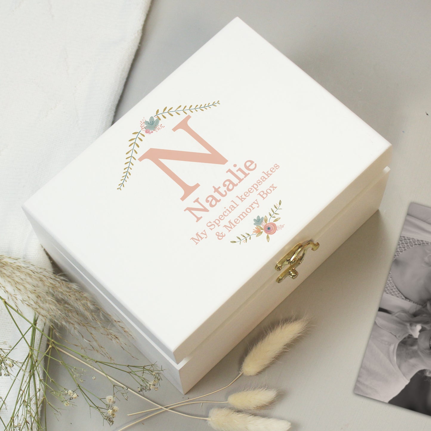 Personalised Floral Wooden Keepsake Box - image 6