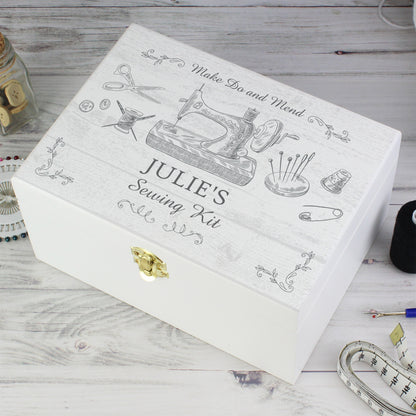 Personalised Sewing Kit White Wooden Keepsake Box - image 3