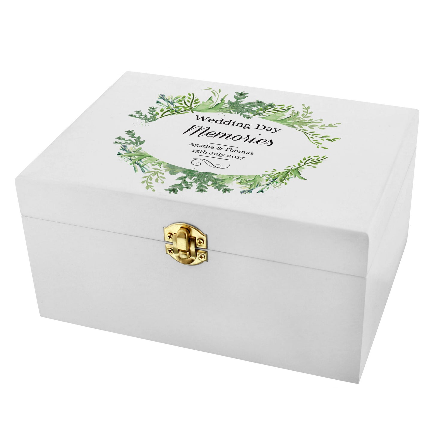 Personalised Fresh Botanical White Wooden Keepsake Box - image 2