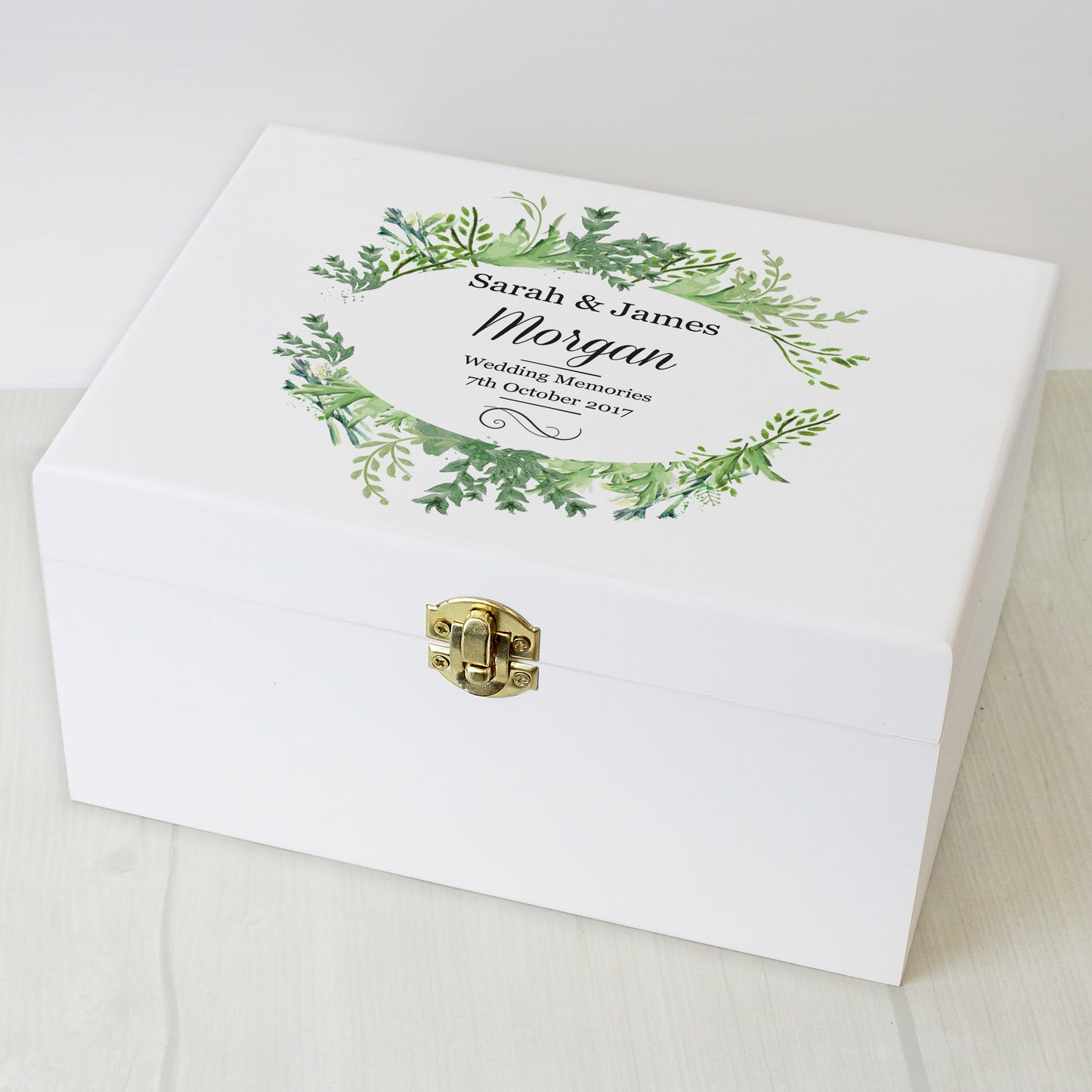 Personalised Fresh Botanical White Wooden Keepsake Box - image 3