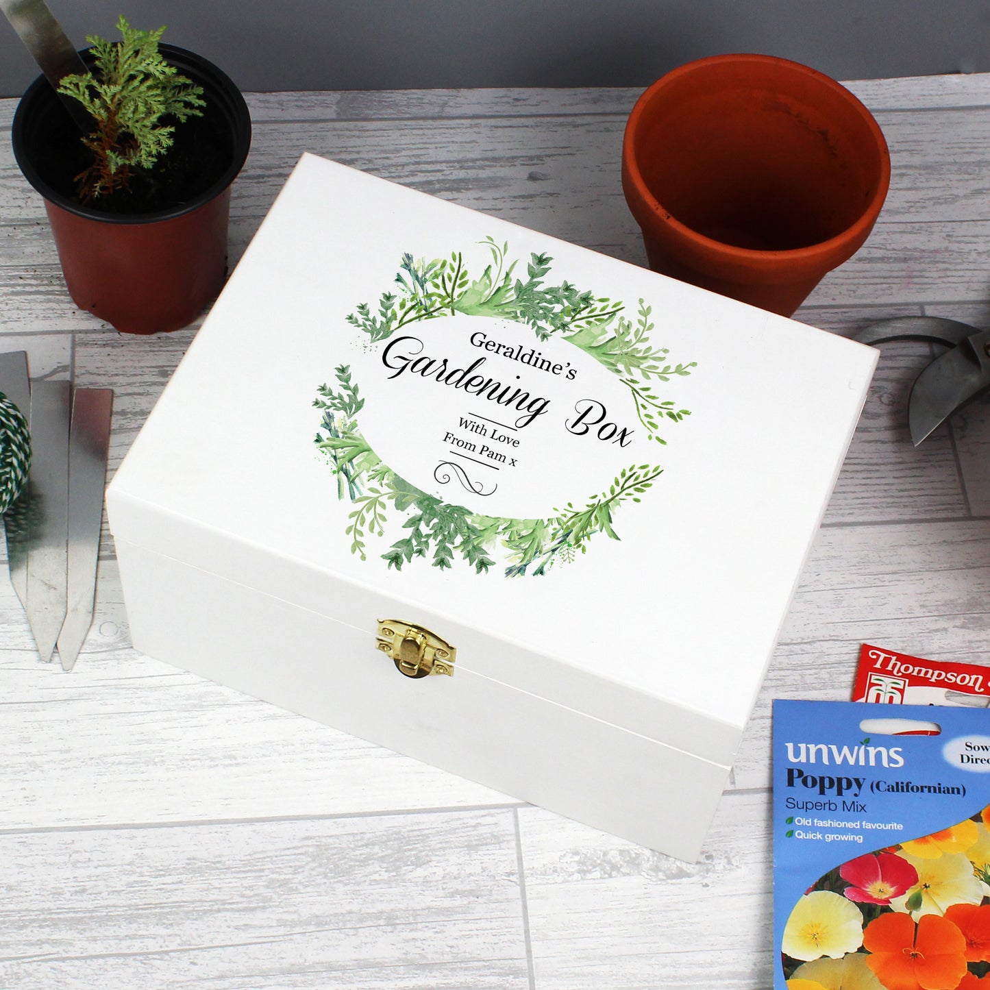 Personalised Fresh Botanical White Wooden Keepsake Box - image 8