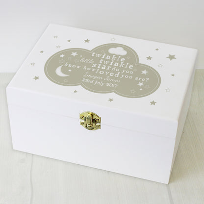 Personalised Twinkle Twinkle White Wooden Keepsake Box - image 3
