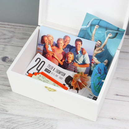 Personalised Floral Wishes White Wooden Keepsake Box - image 9