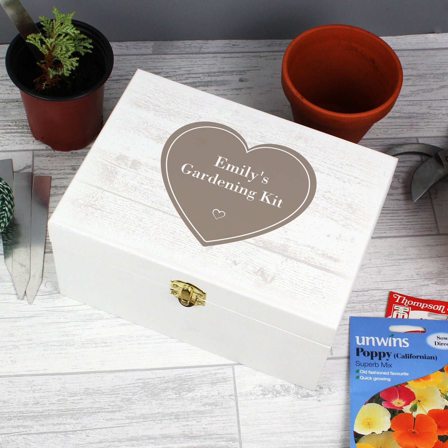 Personalised Rustic Heart White Wooden Keepsake Box - image 11