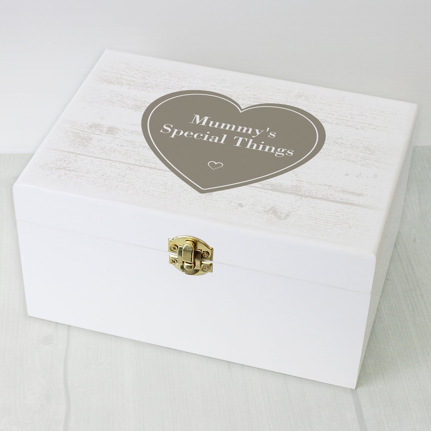 Personalised Rustic Heart White Wooden Keepsake Box - image 5