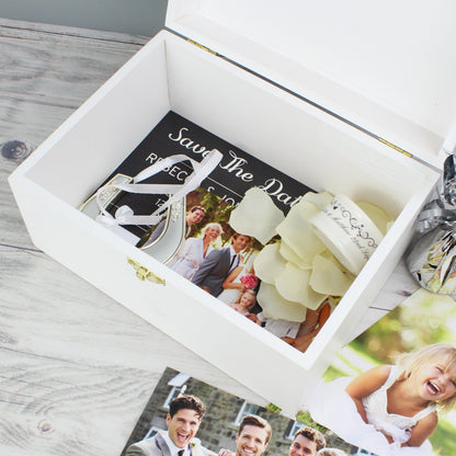 Personalised Rustic Heart White Wooden Keepsake Box - image 8