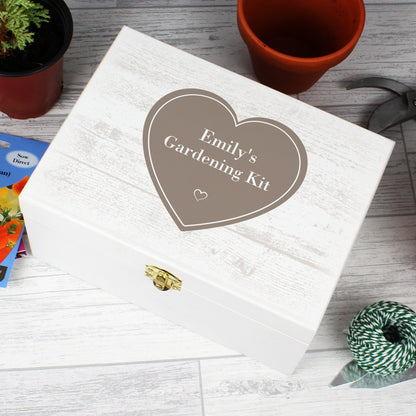 Personalised Rustic Heart White Wooden Keepsake Box - image 10