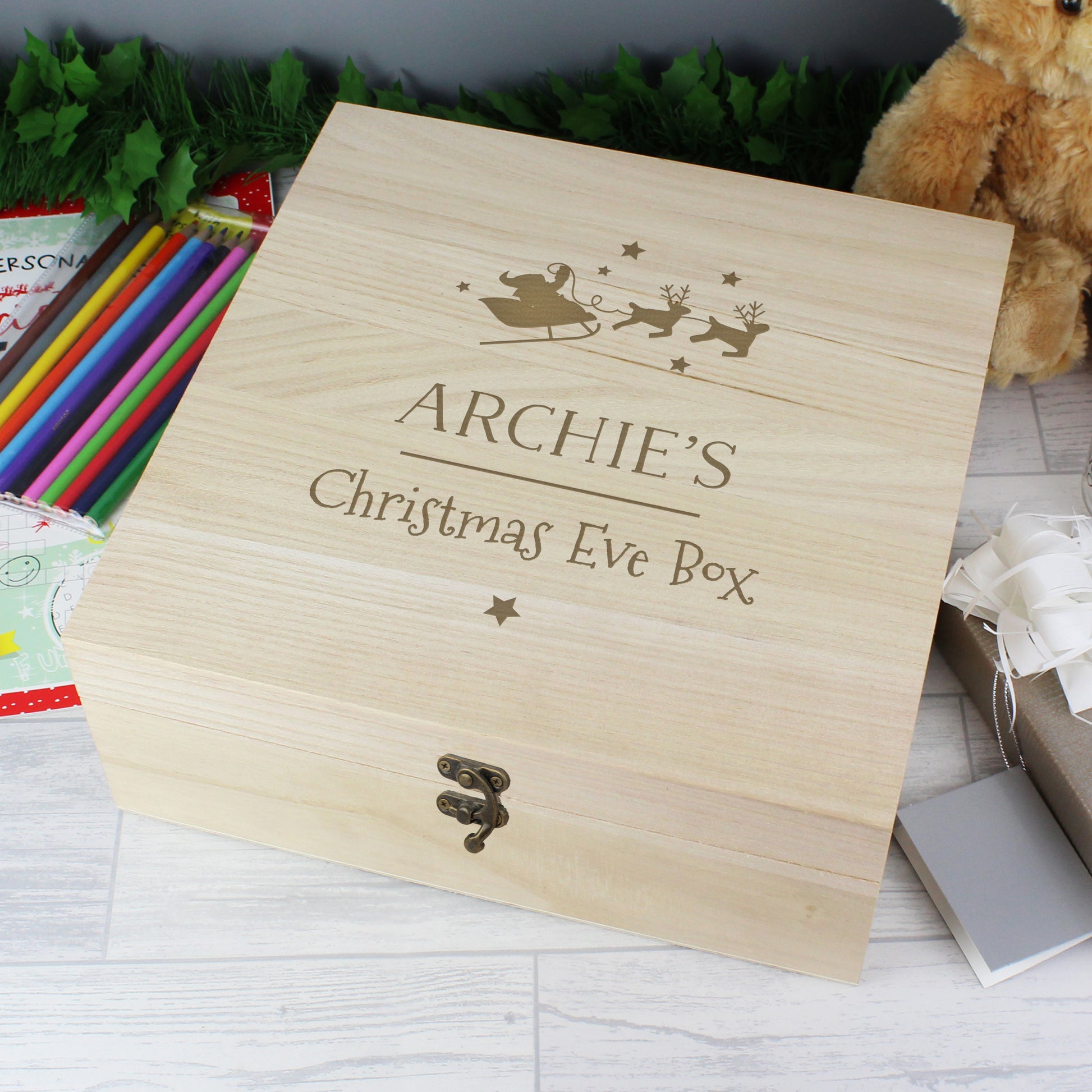 Personalised Large Wooden Christmas Eve Box - image 3