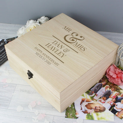 Personalised Mr & Mrs Large Wooden Keepsake Box from Heartfelt Gifts