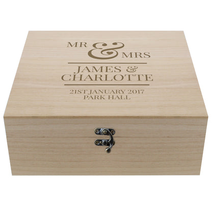 Personalised Mr & Mrs Large Wooden Keepsake Box - image 2