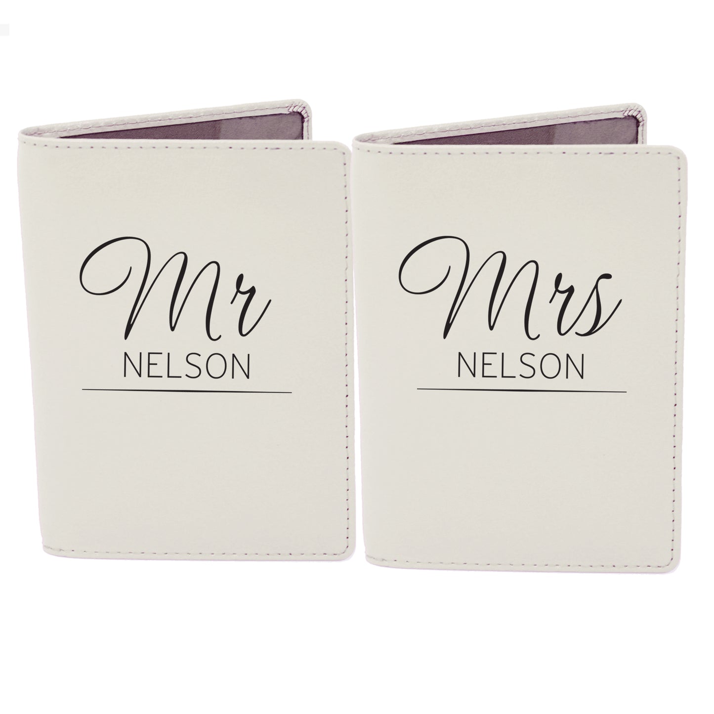 Personalised Classic Mr & Mrs Cream Passport Holders - image 2