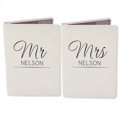 Personalised Classic Mr & Mrs Cream Passport Holders - image 2