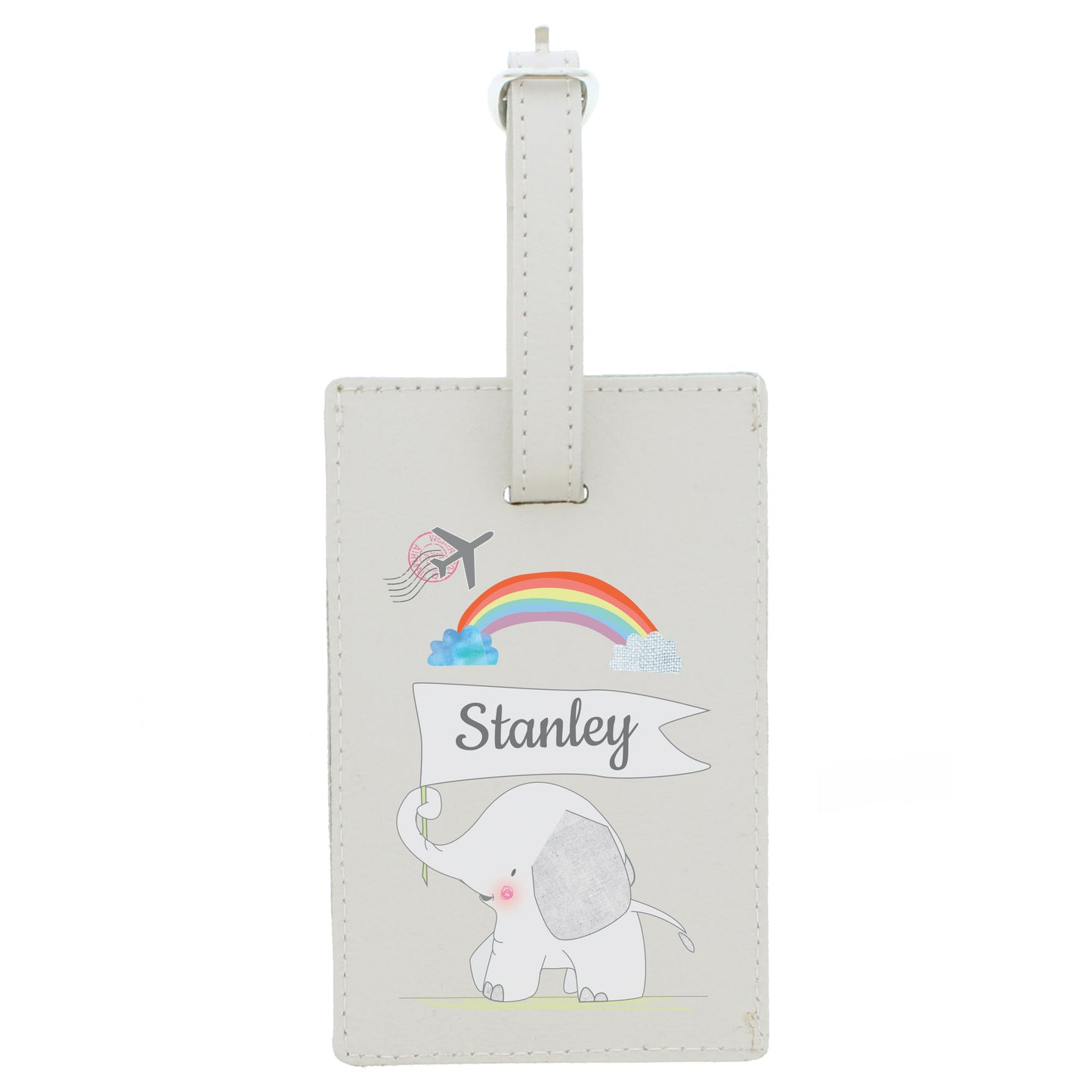 Personalised Hessian Elephant Cream Luggage Tag - image 2