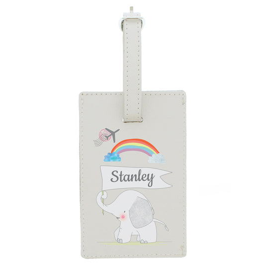 Personalised Hessian Elephant Cream Luggage Tag - image 2