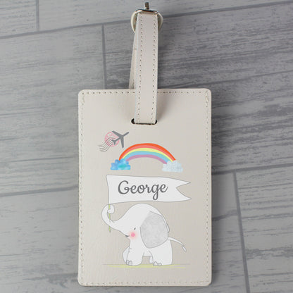 Personalised Hessian Elephant Cream Luggage Tag - image 3
