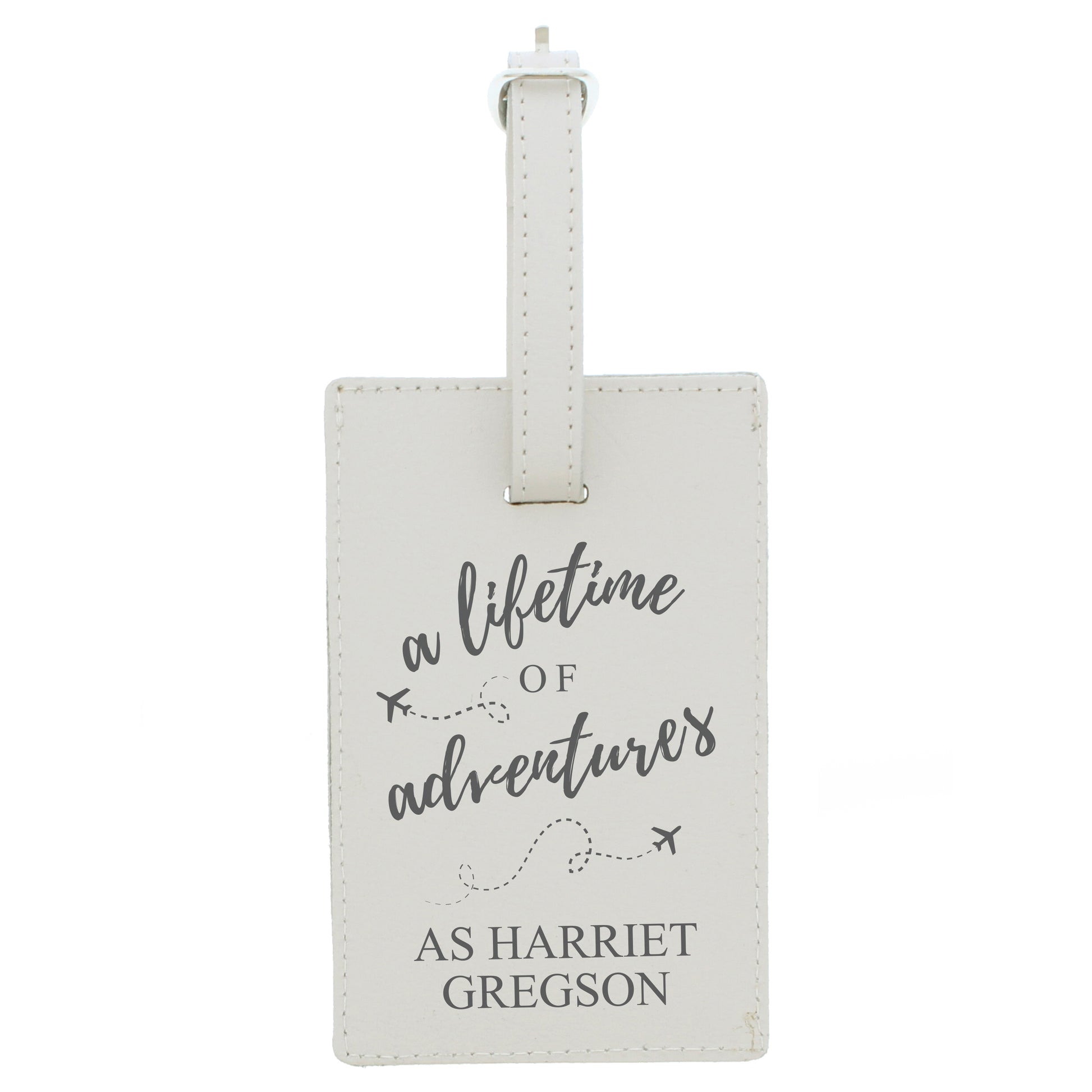 Personalised 'Lifetime of Adventures' Cream Luggage Tag - image 2