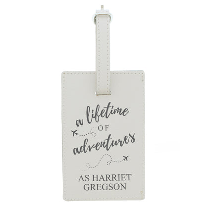 Personalised 'Lifetime of Adventures' Cream Luggage Tag - image 2