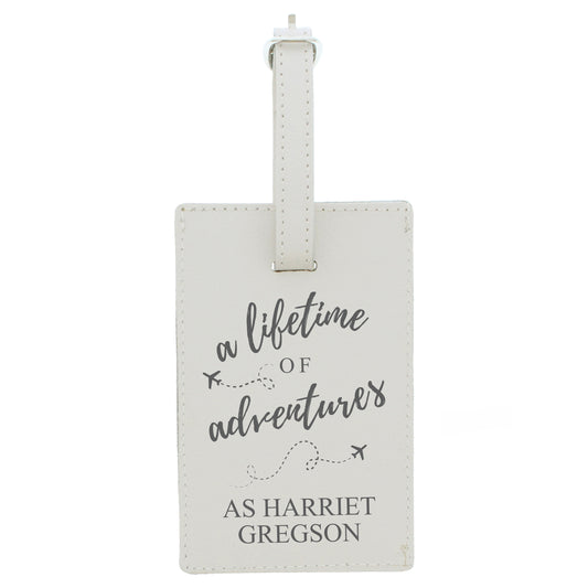 Personalised 'Lifetime of Adventures' Cream Luggage Tag - image 2