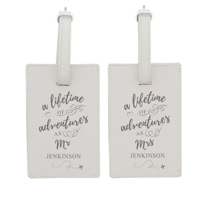 Personalised couples luggage tags with titles and surnames