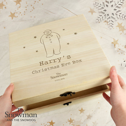 Personalised The Snowman Large Wooden Christmas Eve Box from Heartfelt Gifts