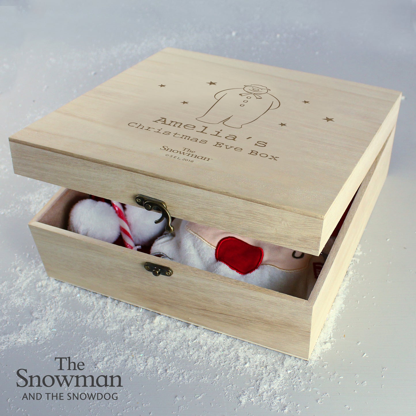 Personalised The Snowman Large Wooden Christmas Eve Box - image 2